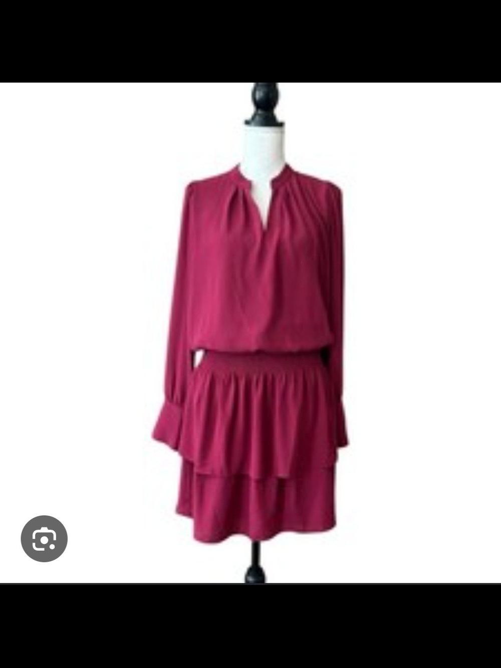 White House Black Market Magenta Long-Sleeve Tiered Dress